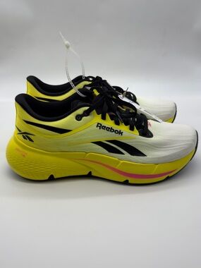 Reebok White, Neon Yellow & Pink Performance Running Shoes